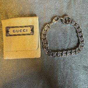 Gucci men's Paisley Interlocking G Silver Bracelet